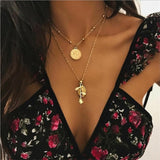 Vintage  Necklace Multiple Layers Pendant
