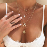 Vintage  Necklace Multiple Layers Pendant