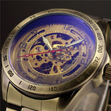 Antique Design Skeleton Mechanical Watch Vintage Brass steel Men's Timepiece